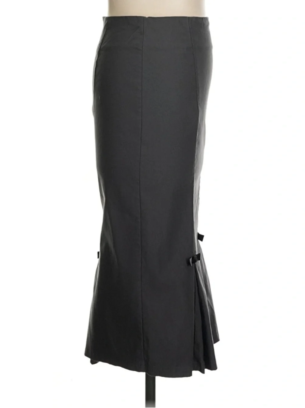 Belle Poque Charcoal Pencil Midi Skirt with Bow Detail, Small, EUC